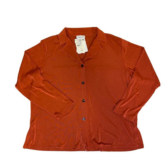 Coldwater Creek Jacket Shirt Travel Knit 1X Orange Front and Back Buttons New - Picture 1 of 5